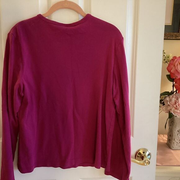 NWOT. Additions by Chico’s Women’s Size Medium (Chico 2)  L/S Cotton Tee Fuchsia - Picture 7 of 8